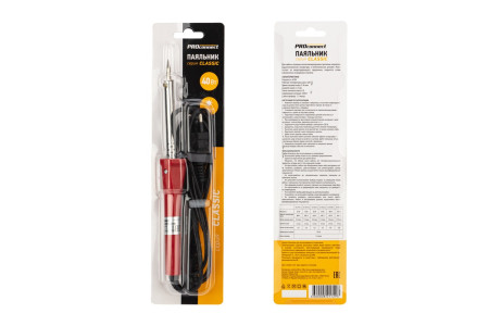 Паяльник долговечное жало, серия Classic, 40Вт, 230В, блистер PROconnect Паяльник долговечное жало, серия Classic, 40Вт, 230В, блистер PROconnect