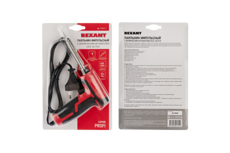 Паяльник-пистолет двухрежимный, серия ПРОФИ, 30/70Вт, 230В, блистер REXANT
