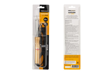 Паяльник с деревянной ручкой, серия WOOD, 25Вт, 230В, блистер PROconnect