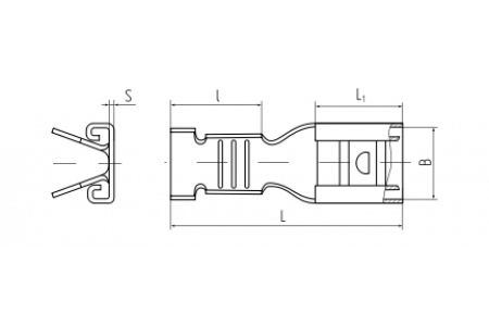 Разъем плоский неизолированный (мама) РП-М 2.5–(6.3) (КВТ) (В упаковке 100 шт)