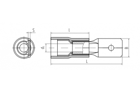 Разъем кабельный плоский изолированный «папа» ВРПИ-П 1.5–(6.3) виброустойчивый с ПВХ манжетой (КВТ) (В упаковке 100 шт)
