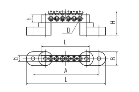 Шина N "ноль" на 2-х изол ШНИ-6х9-12 (син) (КВТ)