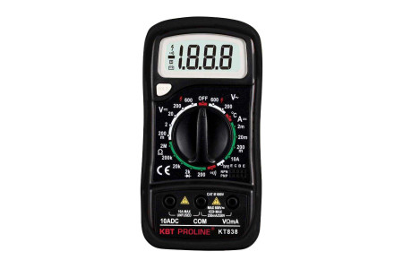 Мультиметр цифровой KT 838 серия PROLINE с основным набором функций и ручным выбором пределов измерений (КВТ)