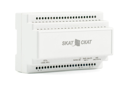 SKAT-24-2.0 DIN (СКАТ ИБП-24/2-DIN) источник питания 24В 2А пластиковый корпус под DIN рейку 35 мм