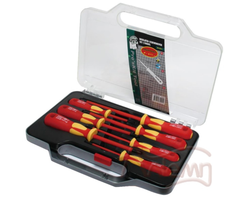 Набор отверток для работы с высоким напряжением (до 1000В) Pro'skit SD-8011